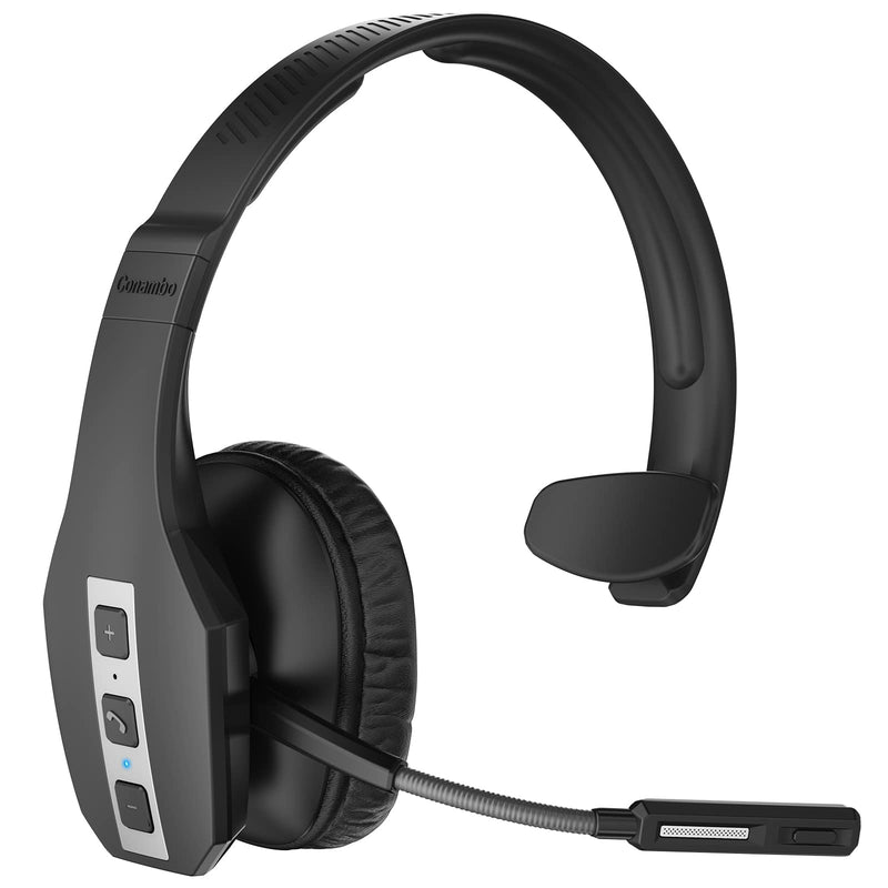 Conambo JBT600 Trucker Bluetooth Headset with Tri-Mic Noise Cancelling, CVC 8.0, Mute Button & 60Hrs Battery Life – Wireless Headset for Truck Drivers, Cell Phones & Office Use