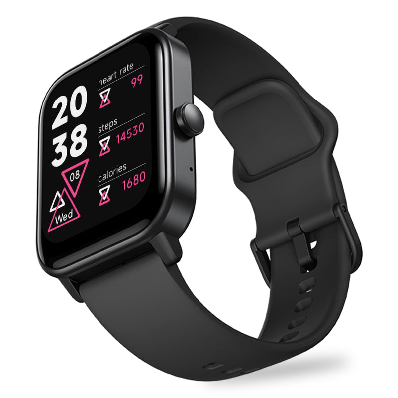 Ignite VeryFit Smart Watch for Men Women Fitness Tracker Watch (Black) | Alexa, Bluetooth Call, 1.85" Screen, Heart Rate, Oxygen Saturation, Stress, Sleep Monitor, Step Tracker, 60 Sports, IP68 Jet Black