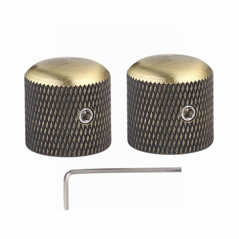 2Pcs Electric Bass Guitar Knobs Bronze Dome Metal Volume Tone Speed Control Knob for Fender Telecaster Gibson Les Paul Electric Bass Guitar Accessories (Bronze)