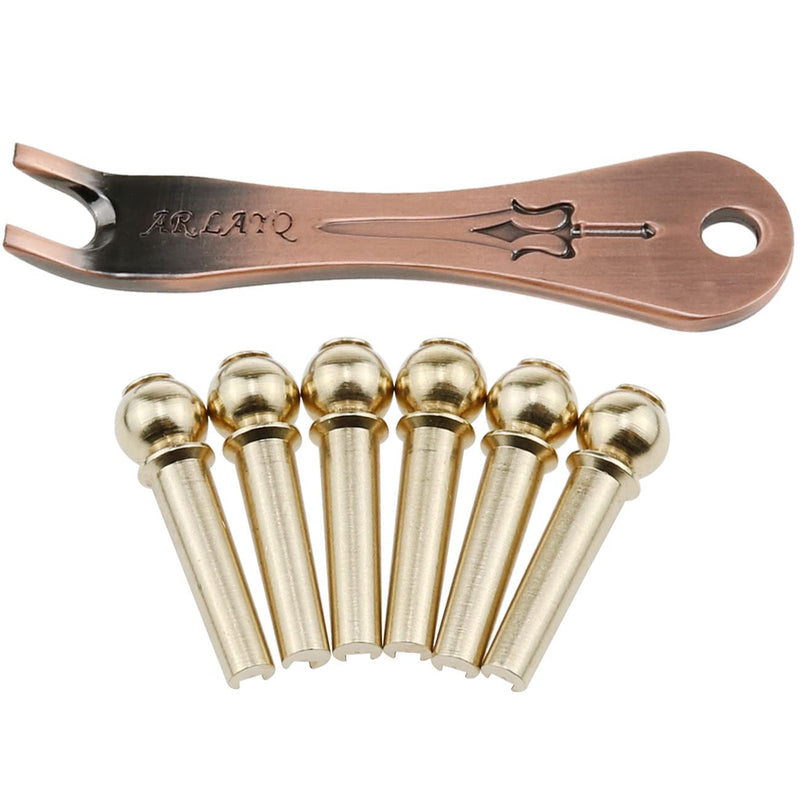 [AUSTRALIA] - AYLIFU Guitar Bridge Pin 6-Piece Acoustic Brass Guitar Bridge Pin Replacement Parts with Metal Piano Bridge Pin Remover 