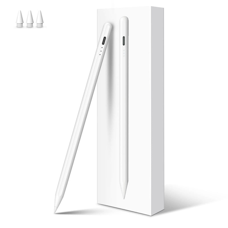 Stylus Pen for iPad, 13 mins Fast Charging Apple iPad Pencil with Palm Rejection, Tilt Sensitivity, Work for 2018-2023 iPad Air 3/4/5, iPad Mini 5/6, iPad 6/7/8/9/10, iPad Pro 11", iPad Pro 12.9" A-White