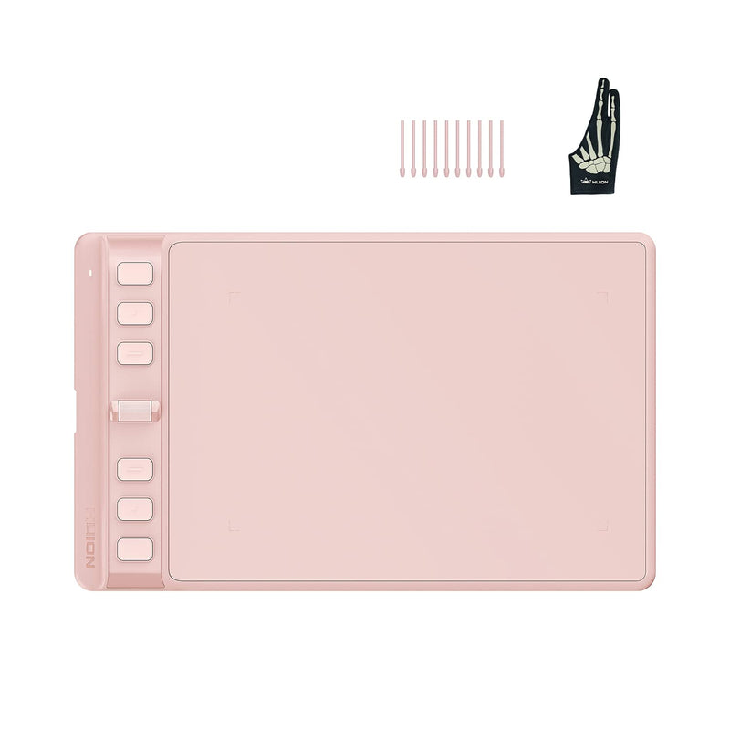 HUION Inspiroy 2 Small Drawing Tablet (Pink) and HUION Skeleton Artist Glove