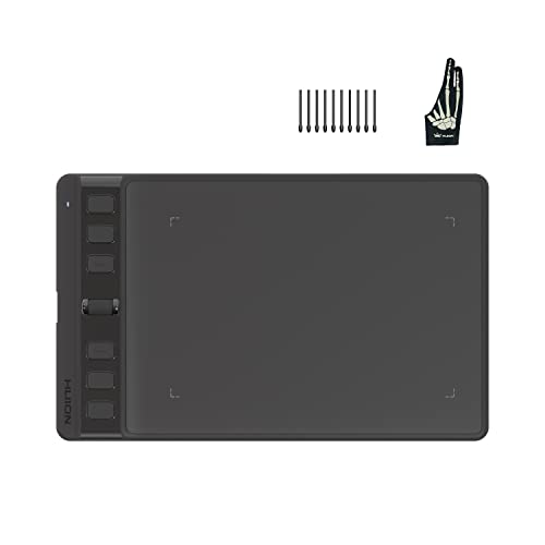 HUION Inspiroy 2 Small Drawing Tablet Black Digital Art Tablet Bundle with Skeleton Artist Glove