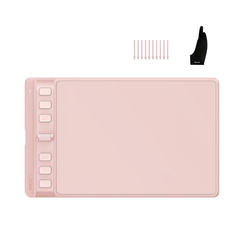 HUION Inspiroy 2 Small Drawing Tablet Pink Digital Art Tablet Bundle with Artist Glove