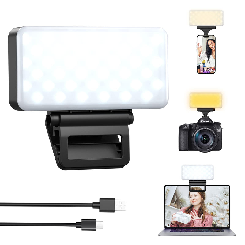LED Video Light,3 Colors Camera Light Dimmable with 3000 mAh Battery,Portable Light Photography Rechargeable,Brightness Adjustable for YouTube,Live Streaming,Makeup,Vlog,Tiktok,Video Conference
