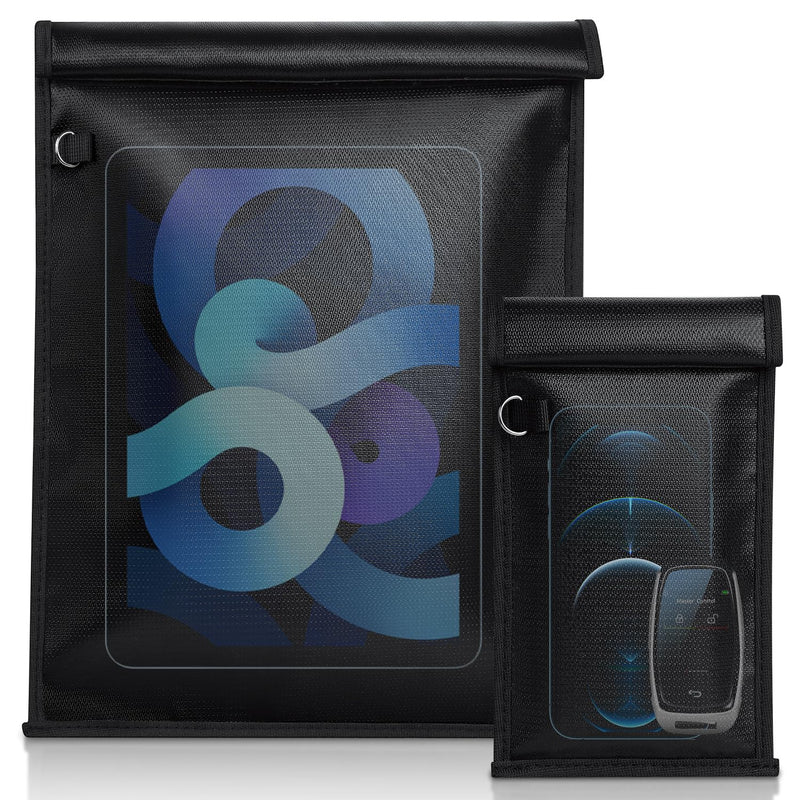 2 Pack Faraday Bags,Faraday Bags EMP Proof for Phones & Tablets & Laptops & Car Keys,Anti-Theft RFID Signal Blocker Pouch,Fireproof & Waterproof Faraday Key Fob Protector