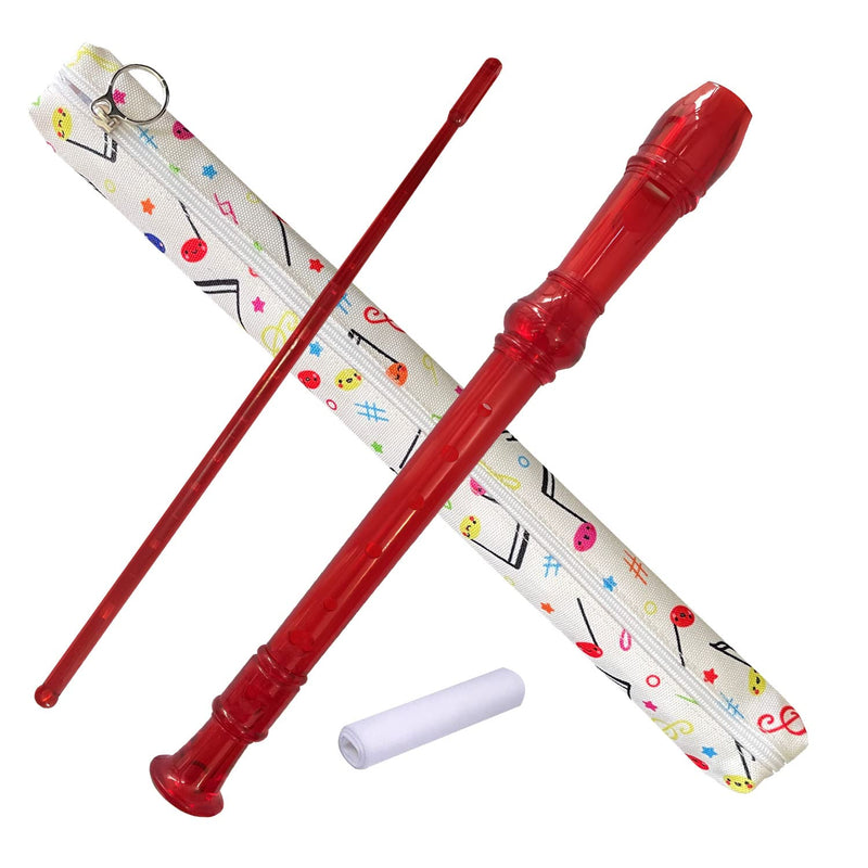 [AUSTRALIA] - 8 Hole German style Soprano Recorder for Beginners, Kids adults Music Flute with Gift Case Bag Cleaning Rod For Party Entertainment (Grystal Red) Grystal Red 