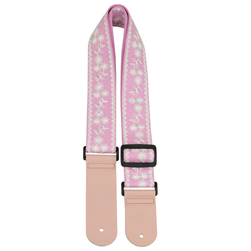 ALLZEDREAM Guitar Strap,Genuine Leather Ends,Lace Sequins Original Design (Lace Pink) Lace Pink