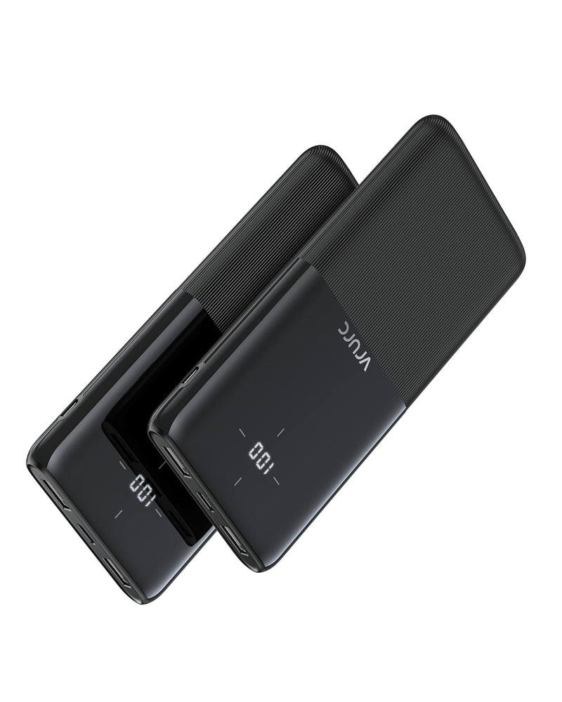 [AUSTRALIA] - VRURC Power Bank 2 Pack, 10000mAh Portable Charger with USB-C & 2 USB Outputs,2 Inputs,LED Display - Slim & Lightest Portable Phone Charger for iPhone/Samsung/Google/LG/Pixel and etc,Black & Black Black-Black 