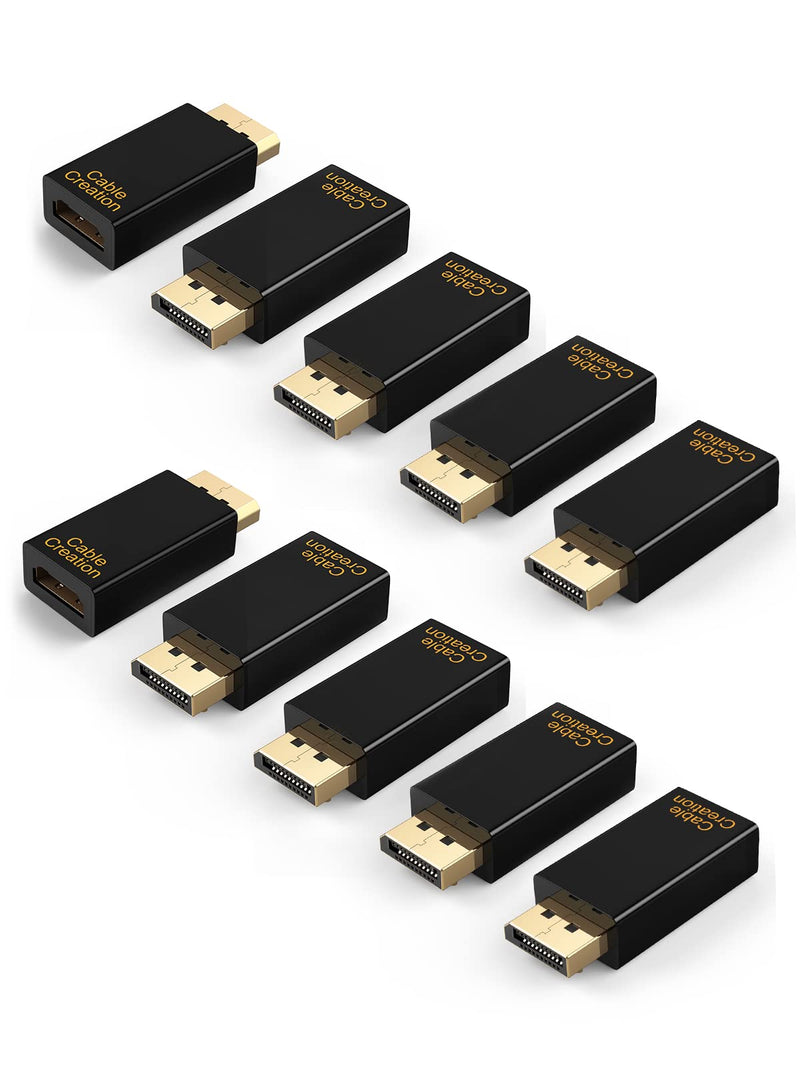 CableCreation Active DisplayPort to HDMI Adapter 10 Pack, 1080P Gold Plated | DP to HDMI Adapter (Male to Female) 1.3V, Uni-Directional Display Port to HDMI Adapter [10 Pack]