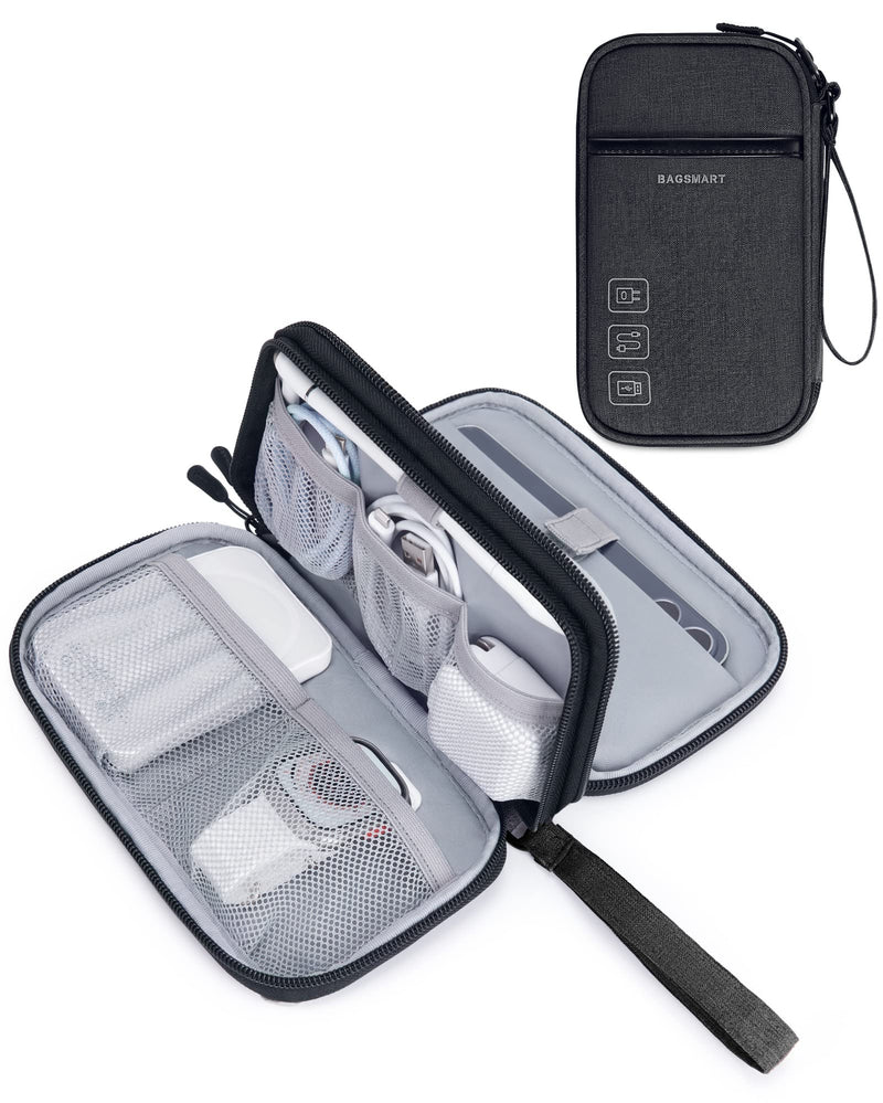 BAGSMART Cord Organizer Travel Cable Organizer Bag Tech Electronic Organizer Travel Case, Travel Essentials for Charger, Cable, Phone, Flash drive, Double Layer-Black Double Layer Black