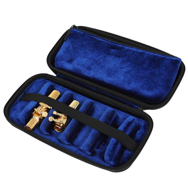 Vaguelly Saxophone Mouthpieces Case, Superior Oxford Cloth Clarinet Mouthpieces Case,Blue Velvet Lining,Multi Space Woodwind Case Storage Bag