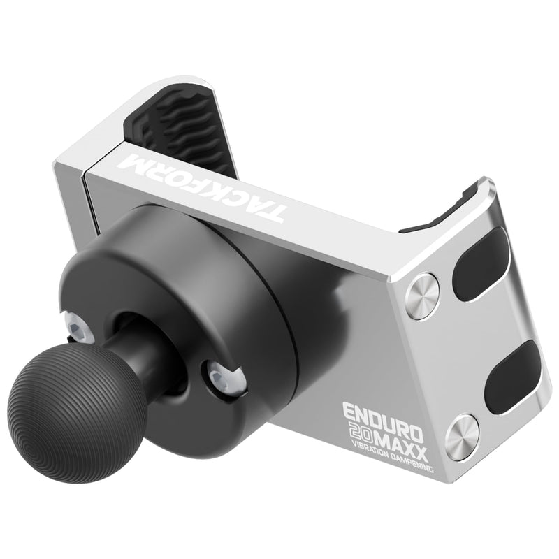 Tackform Enduro 20MAXX Vibe Chrome Phone Holder - Vibration Dampening - Grip Optimized for Motorcycle and Harsh Off Road Terrain | 20mm Aluminum Ball