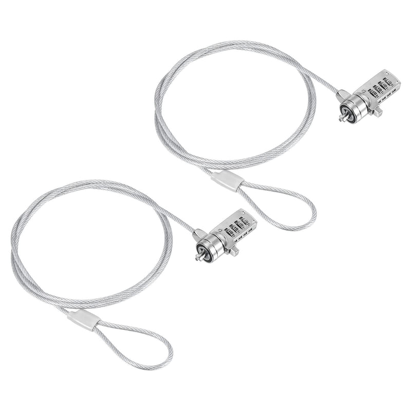 PATIKIL Laptop Cable Lock, 4 Ft Security Cable, 2 Pcs 4 Digit Combination Computer Lock for PC Desktop Notebook, Silver 1.2m