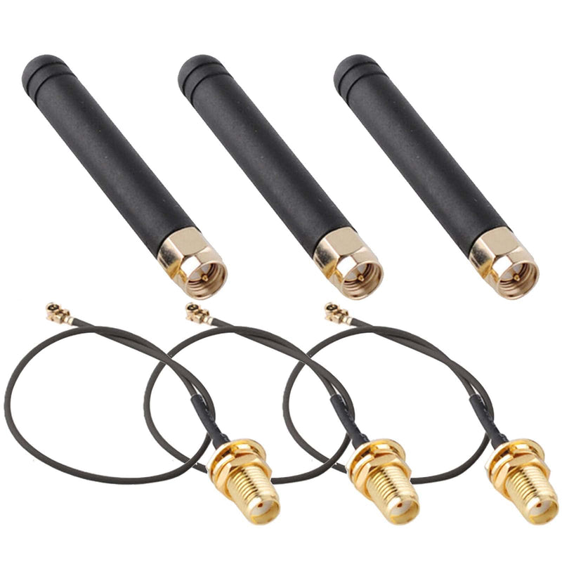 Wishiot 3PCS LoRa Antenna 915MHz 2dBi U.FL IPEX to SMA Connector for ESP32 Lora Board Lora32u4 II WiFi Lora32 10cm 3PCS 915MHz