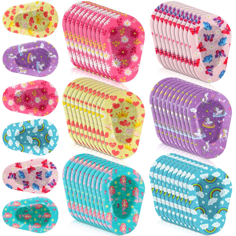 Panelee Adhesive Eye Patches for Kids Girls Designs Cotton Adhesive Bandages for Girls Toddler, 6 Styles(60 Pcs) 60