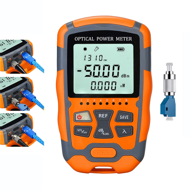 [AUSTRALIA] - Fiber Optic Tester Portable Fiber Light Power Meter -50~26dBm, SC/FC/ST Universal Interface Built-in 10Km Fault Detector with FC to LC Adapter 1PC M50 & 10Km 1PC 