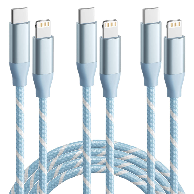 [AUSTRALIA] - USB C to Lightning Cable 3 Pack 6FT Apple MFi Certified iPhone Charger Fast Charging Type c to Lightning Cable iPhone Fast Charger for iPhone 14 13 12 11 Pro Max Xr Xs 8 and More 