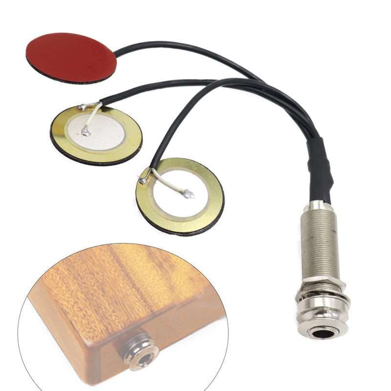 1pcs Piezo Pickup Transducer, 3in1 Microphone Contact Acoustic Preamp, 1/4 Inch Self-Adhesive Piezo Pickups Transducer for Kalimba Thumb Piano and Other Small Instruments