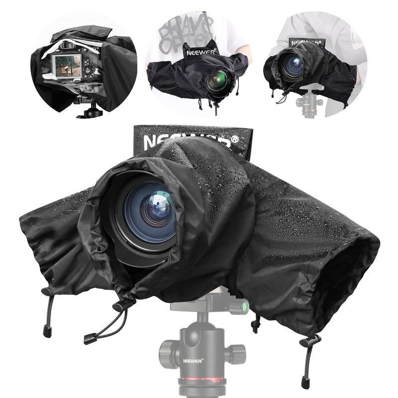 NEEWER Camera Rain Cover, Large Size Durable Nylon Raincoat Compatible with Canon Sony Nikon DSLR Mirrorless Vlog Camera & Lenses 300/400/500/600/800mm, with Sleeves/Drawstrings/Viewing Window, PB004