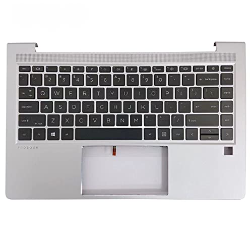 Replacement Laptop Upper Case Palmrest Backlit Keyboard Touchpad Assembly Part for HP ProBook 440 G8 445 G8 PB 440 445 G8 M23769-001 Silver
