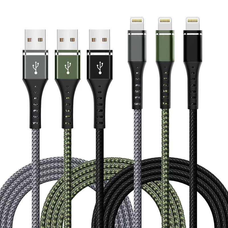 [AUSTRALIA] - [Apple MFi Certified] iPhone Charger Fast Charging 3-Pack 3FT Lightning Cable Nylon Braided iPhone Charger Cord Compatible with iPhone 14 13 12 11 Pro Max XR XS X 8 7 6 Plus SE iPad and More 3FT 