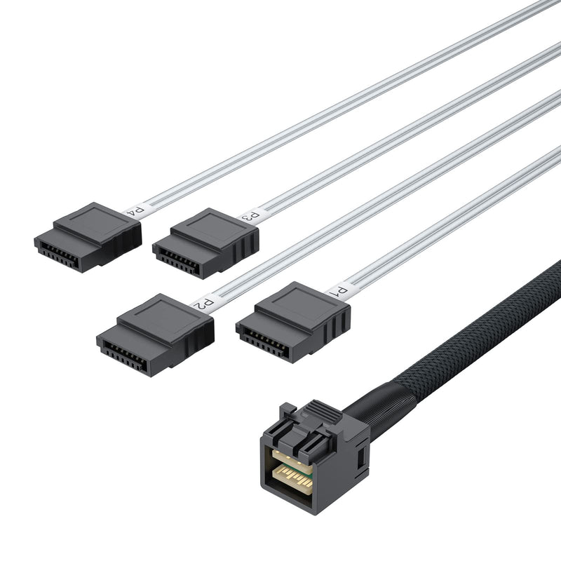 Internal Mini SAS HD SFF-8643 to 4X SATA (7pin) Hard Disk Data Server Raid Cable, 0.5-Meter (1.64 ft), 6 Gbit/s, for Motherboard, Controller, Hard Drive 0.5m(1.6ft) 1