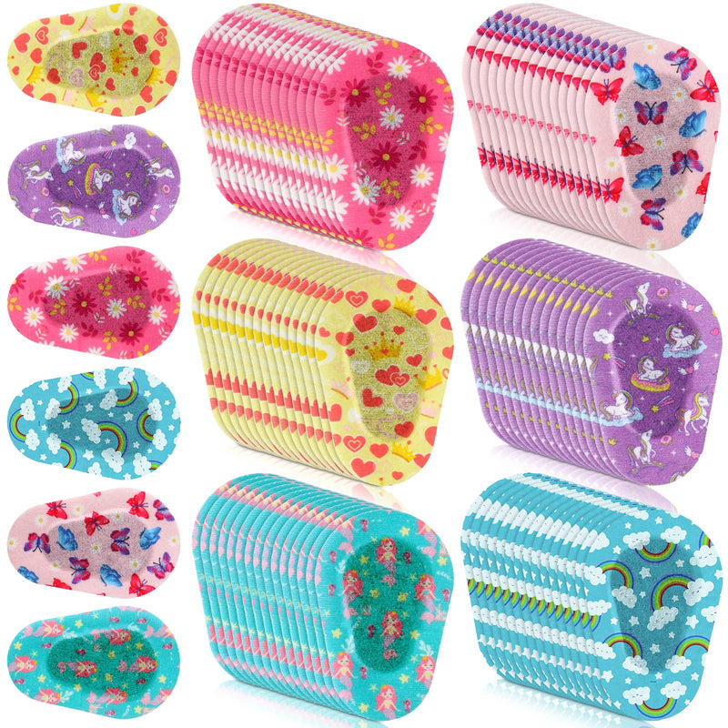 Panelee Adhesive Eye Patches for Kids Girls Designs Cotton Adhesive Bandages for Girls Toddler, 6 Styles(90 Pcs) 90