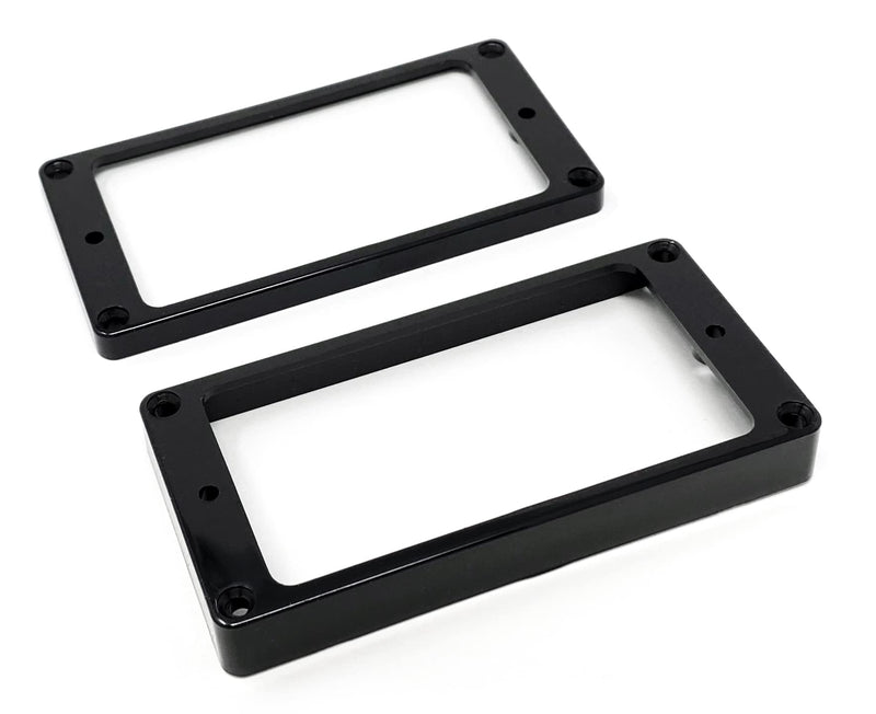 Black Flat Bottom Humbucker Pickup Mounting Ring Set (Bridge & Neck) compatible with Gibson Les Paul SG Guitars HR2020F-BLK Black