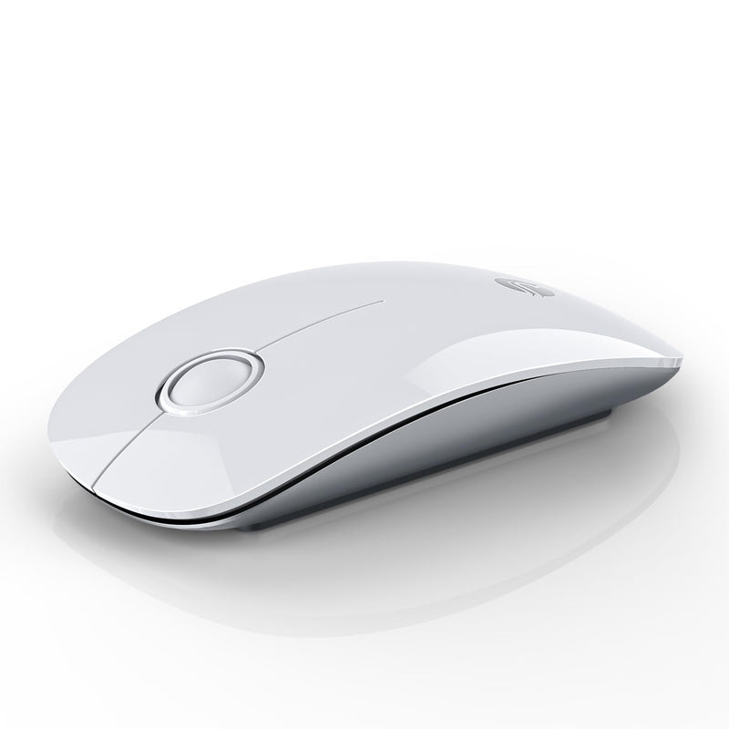 Bluetooth Wireless Mouse - (BT5.1+USB) Slim Dual Mode Computer Mice with Quiet Click, Low Power, and 1600 DPI, Portable Cordless for MacBook, Laptop, iPad Pro/Air, Chromebook (White) White