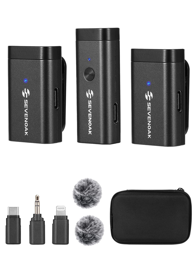 Sevenoak 3 in 1 Wireless Lavalier Microphones for iPhone/Android/Camera, Wireless Lapel Microphone System with Noise Cancelling Portable Microphone for Recording YouTube Vlog Live Stream -SKM-W1 Pro SKM-W1 PRO
