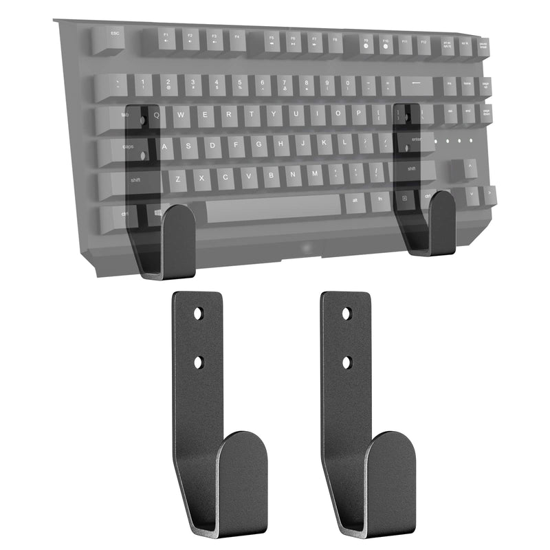 Keyboard Wall Mount Storage,Metal Wall Hanger Rack with Adhesive & Screw in, Universal for Gaming Mechanical Keyboards, for Devices Thickness < 2.5cm Black Metal