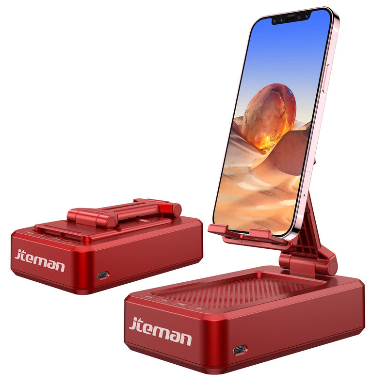 JTEMAN Portable Wireless Bluetooth Speakers with Cell Phone Stand,Gifts for Women and Men,Birthday Christmas for Women Men,Kitchen Gadgets for Men,Compatible for iPhone/Samsung/Mini iPad - Red
