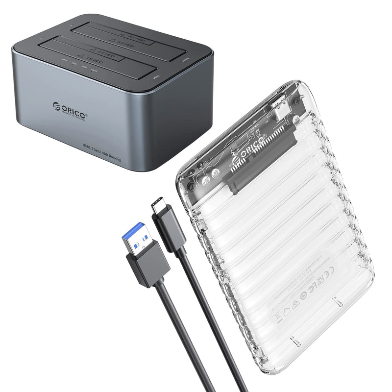 2.5" USB C SATA Hard Dive Enclosure+ 3.5" 2.5" Aluminum Alloy Dual Bay USB C to SATA Hard Drive Dock