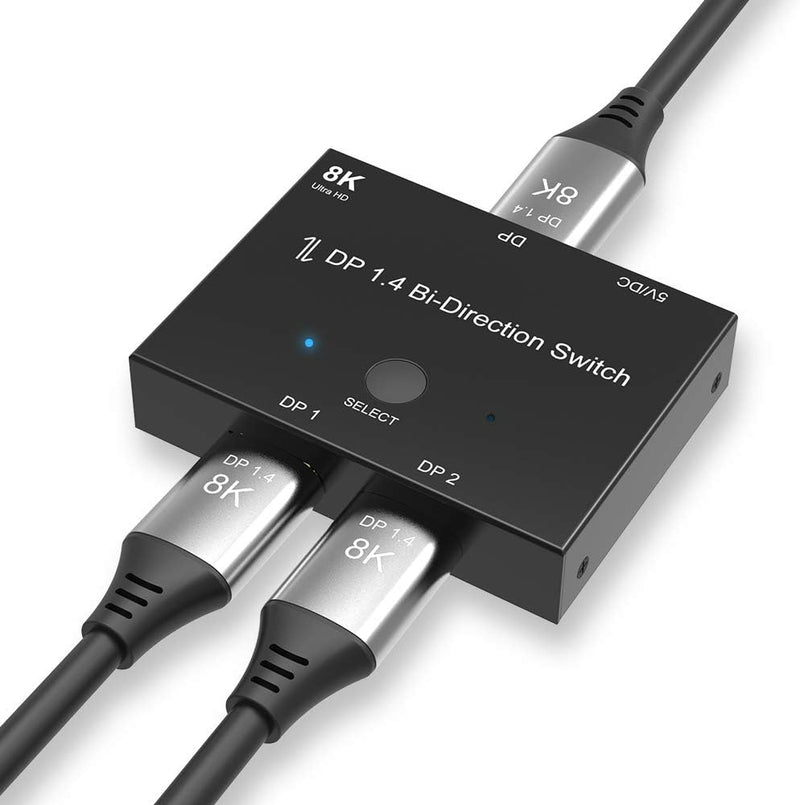 [AUSTRALIA] - DisplayPort Switch Splitter, Bi-Directional DP 1.4 2 in 1 Out/1 in 2 Out Switcher, Support 8K @ 30Hz 4K @ 120Hz Splitter Converter for Multiple Source and DisplaysPort 