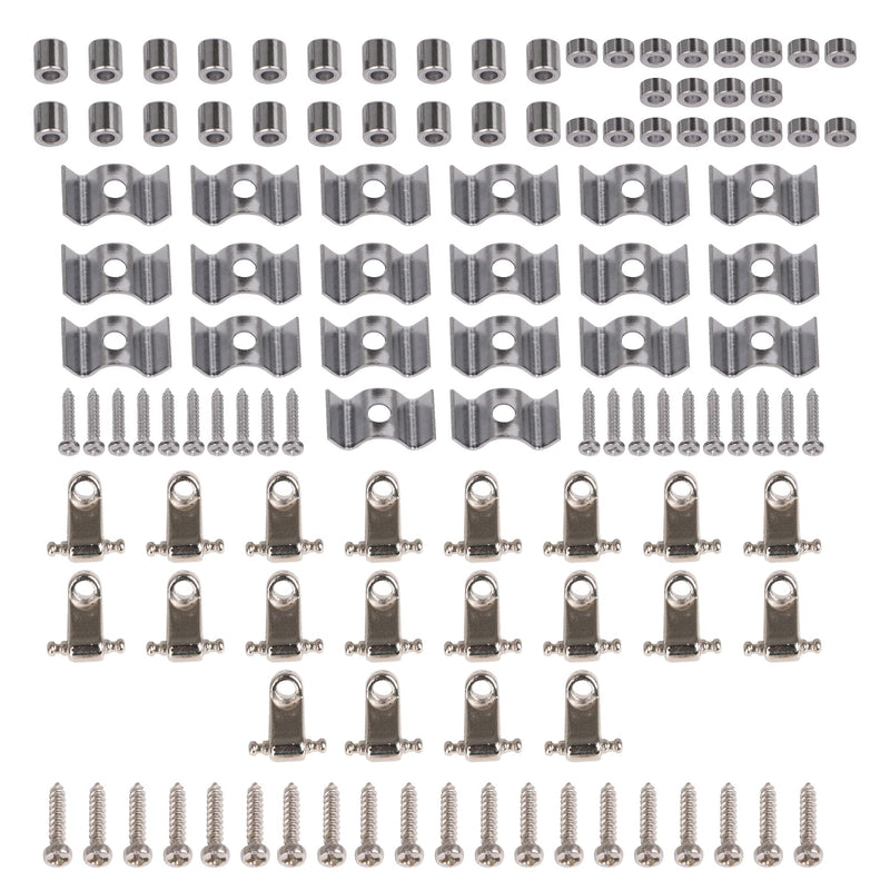 Lovermusic 20 Sets Silver Zinc Alloy Electric Guitar Roller String Tree & 20pcs Retainers Guides with Screws Electric Guitar Parts