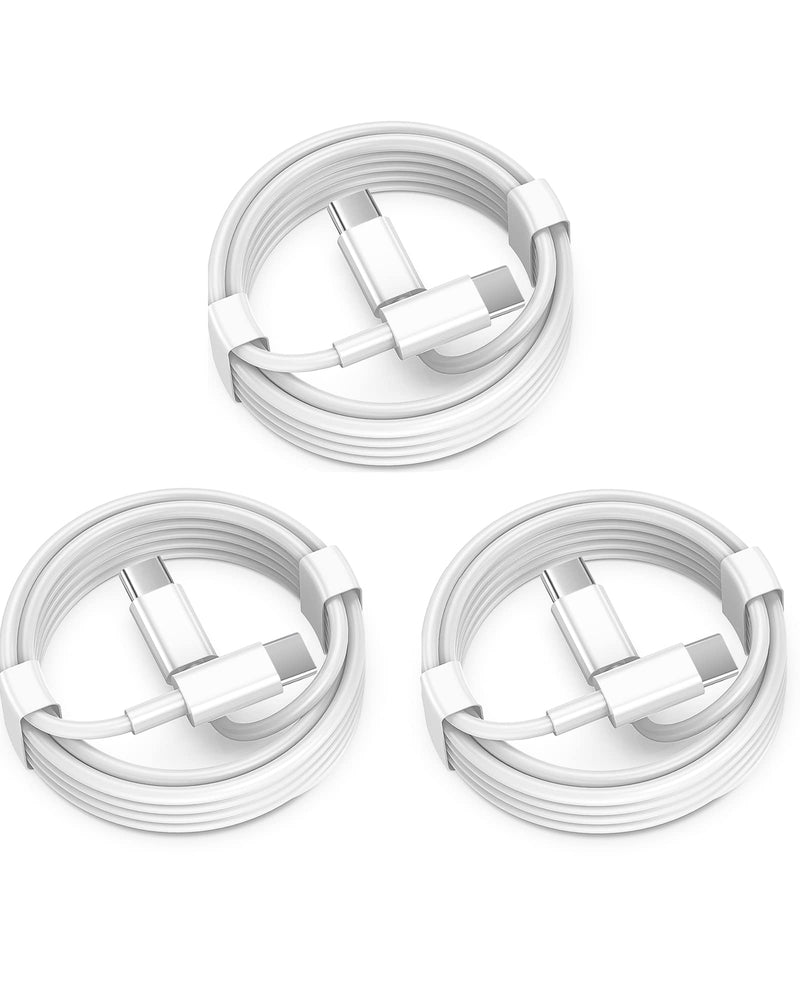 [AUSTRALIA] - USB C to USB C Charging Cable 6ft 60W 3Pack, USB C Cable for Charging Apple,for iPhone 15/15 Pro/15 Pro Max/15 Plus,iPad Pro, Air5, MacBook Air White 3 