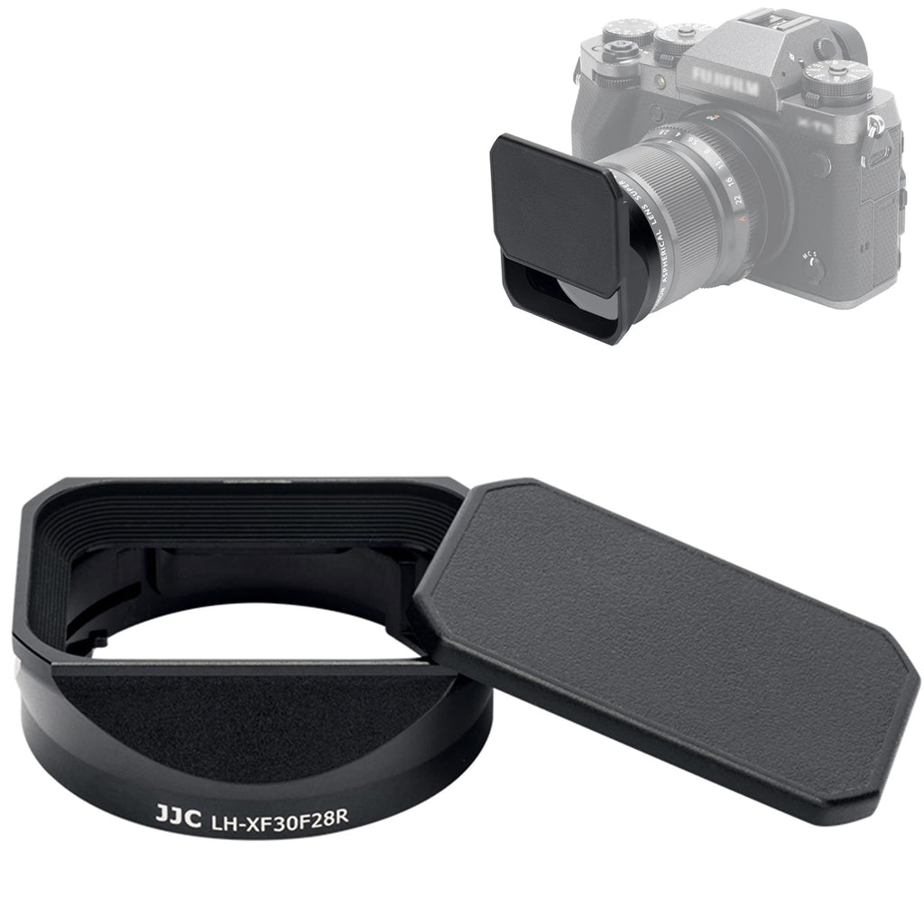 JJC Metal Square Lens Hood for Fujifilm Fuji Fujinon XF 30mm F2.8 R LM WR Macro Lens on Fujifilm X-T5 X-T4 X-T3 X-H2S X-H2 X-T30II X-T30 X-T20 X-S10 X-T200 X-PRO3 X-E4 X-E3 Camera with Lens Hood Cap