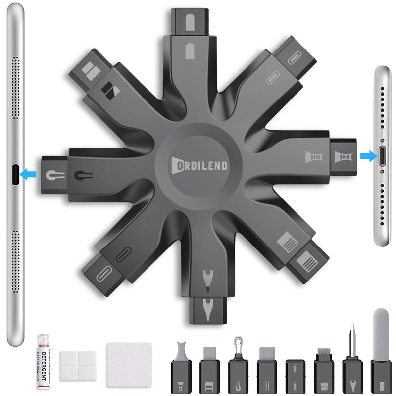 Ordilend iPhone Cleaning Kit,Charging Port Cleaning for Phone iPad Watch, Repair & Restore Cleaner for iPhone Speaker & Lightning Charger Cables, Upgrade Snowflake Cell Phone Cleaning Kits Snow Black