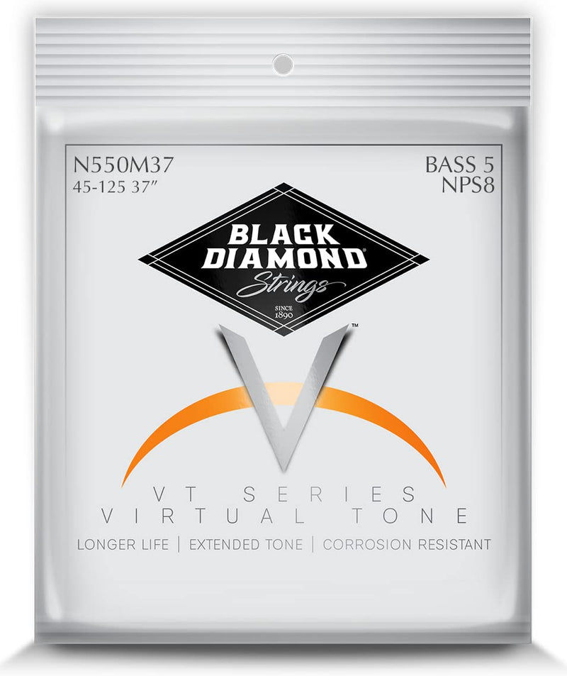 Black Diamond Strings® N550M37 5 String Bass Nickel 5 Str Med/Long Scale .045NR.065NR.085NR.105NR.125NR 45-125 5 String
