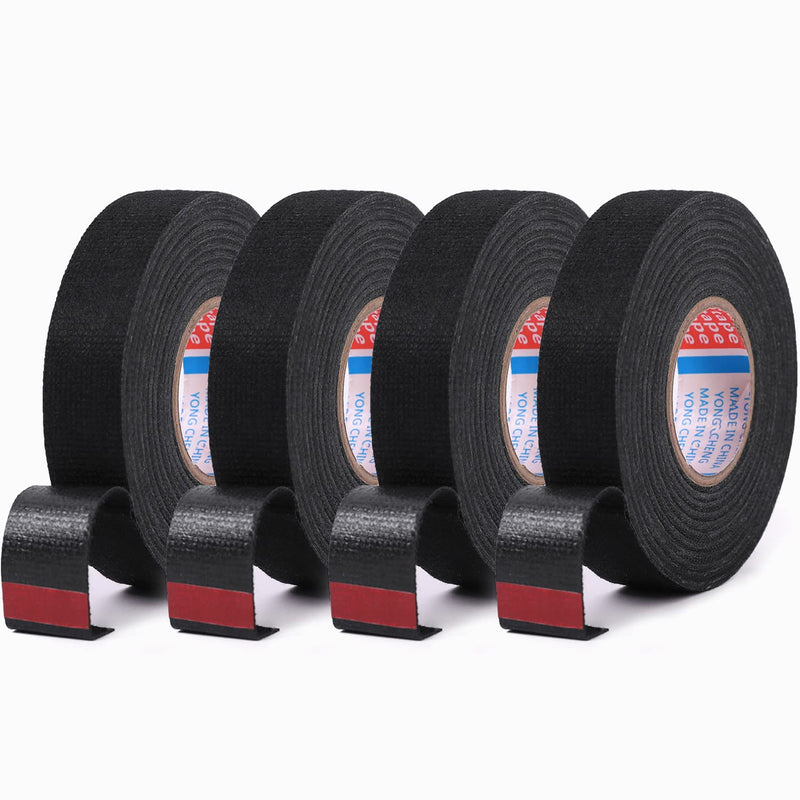 HSTECH 6 Rolls Width 3/4in Wire Loom Harness Tape, Speaker Wiring Harness Cloth Tape, Black Adhesive Fabric Tape, for Automobile Electrical Wire harnessing Noise Dampening Heat Proof （20mm X 15m） Width:20mm (6 Rolls)