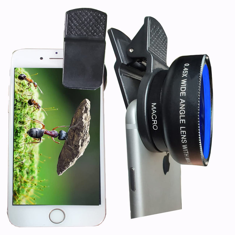 Peanutech Fisheye Lens iPhone Phone Camera Lens Kit Wide Angle Macro for iPhone 14 13 12 11 X XS Xr Se 8 pro max Mini Samsung All Phones with Clip PU Bag (Black) … Black