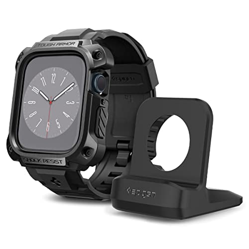 Spigen for Apple Watch Charger Stand and Tough Armor Pro Metal Designed for Apple Watch 9/8/7 45mm
