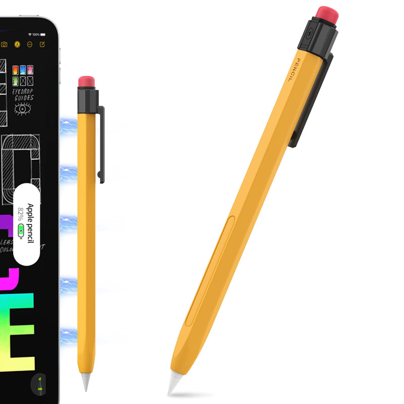 iPencil Case Sleeve Silicone Protective Cover Perfect Grip Skin Classic Design with Sturdy Clip Compatible with Apple Pencil 2nd Generation (Classic)