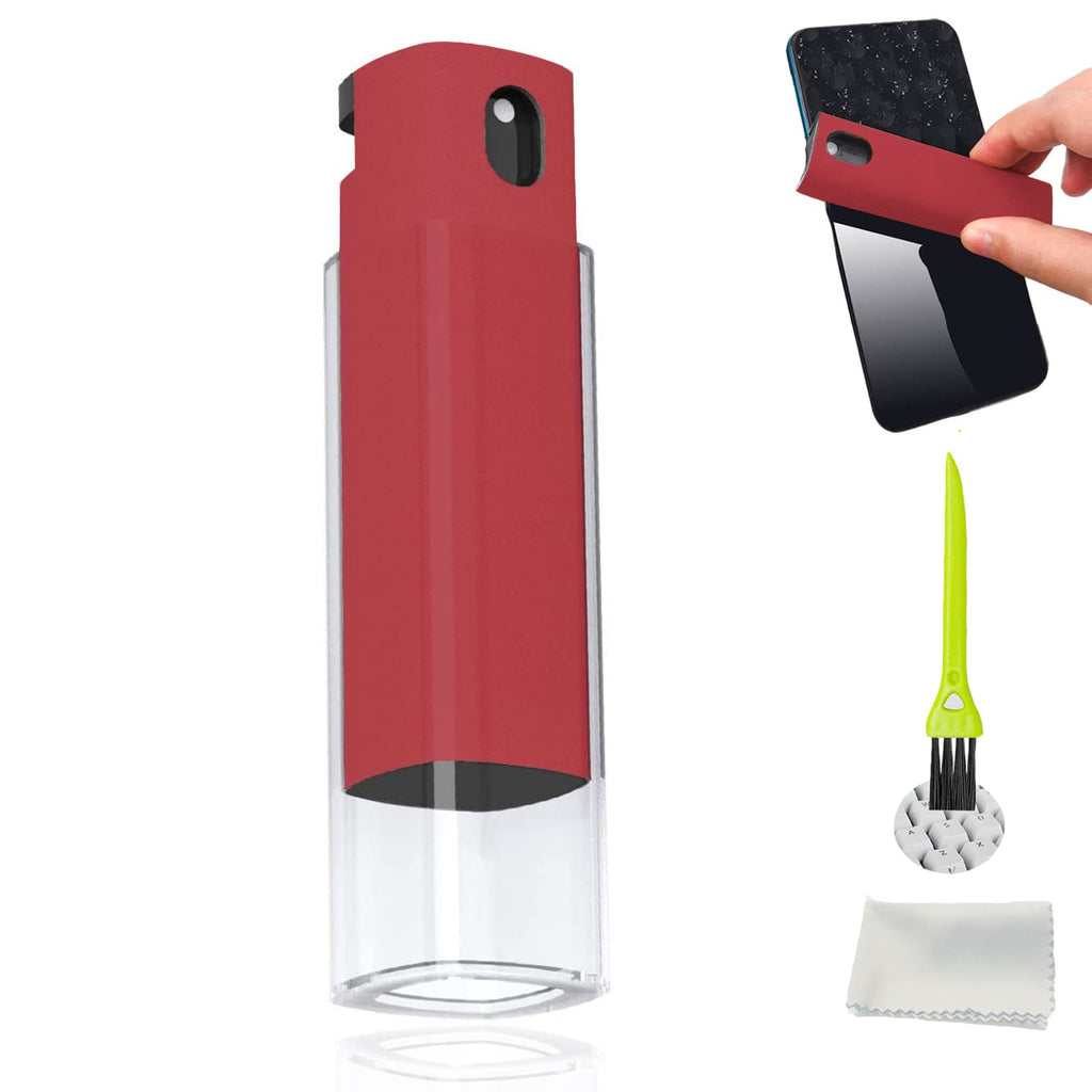 3 in 1Fingerprint Proof Screen Cleaner Tool, Touchscreen Electronic Screen Cleaner, All in One Cleaning Kit with Microfiber and Soft Fiber Flannel for All Phones, Laptop,TV and Tablet Screens(Red) A-Red