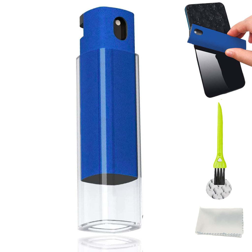3 in 1Fingerprint Proof Screen Cleaner Tool, Touchscreen Electronic Screen Cleaner, All in One Cleaning Kit with Microfiber and Soft Fiber Flannel for All Phones, Laptop,TV and Tablet Screens (Blue) A-Blue