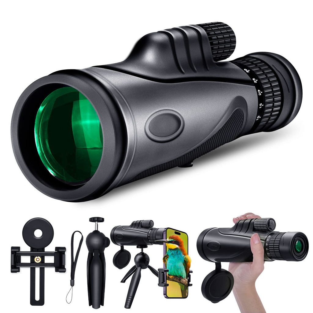 80X100 HD Monoculars Telescope for Adult with Smartphone Holder Tripod Waterproof Low Night Vision Skyscope High Power Scope for Bird Watching Hunting Hiking Camping Travel