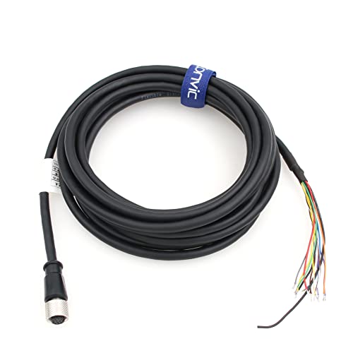 CCBL-05-01 DataMan 260 Reader Serial Cable IO Power Cord for Cognex Camera M12 12 Pin Female Cable Connector to Flying Leads (5M) 5M