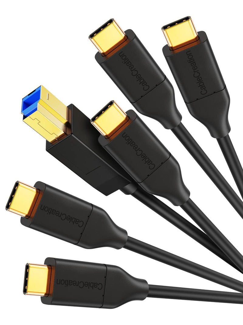 CableCreation USB 3.1 C to USB B Cable 4FT 5Pack, USB B to C 10Gbps Cord | for Thunderbolt 3 Host MacBook Pro Air, External Hard Drive, Docking Station, 1.2m, Black 5