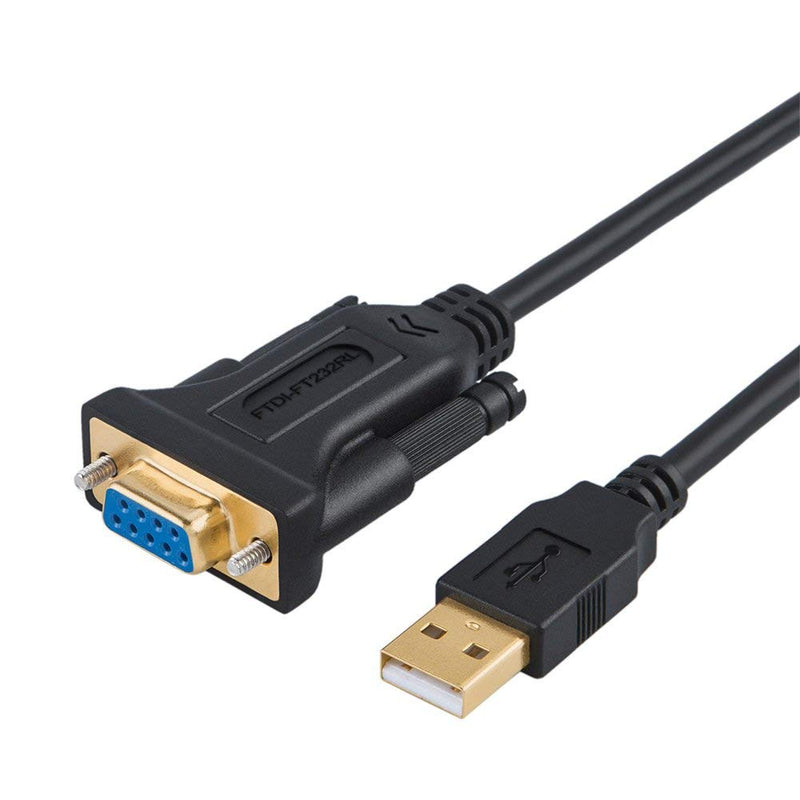 CableCreation [2-Pack] USB to RS232 Adapter with PL2303 Chip 3.3 FT, USB 2.0 to RS232 Female DB9 Serial Converter Cable for Cashier Register, Modem, Scanner, Digital Cameras, CNC, 1M Black 3.3FT / 1M PL2303 Chipset - 2 Pack